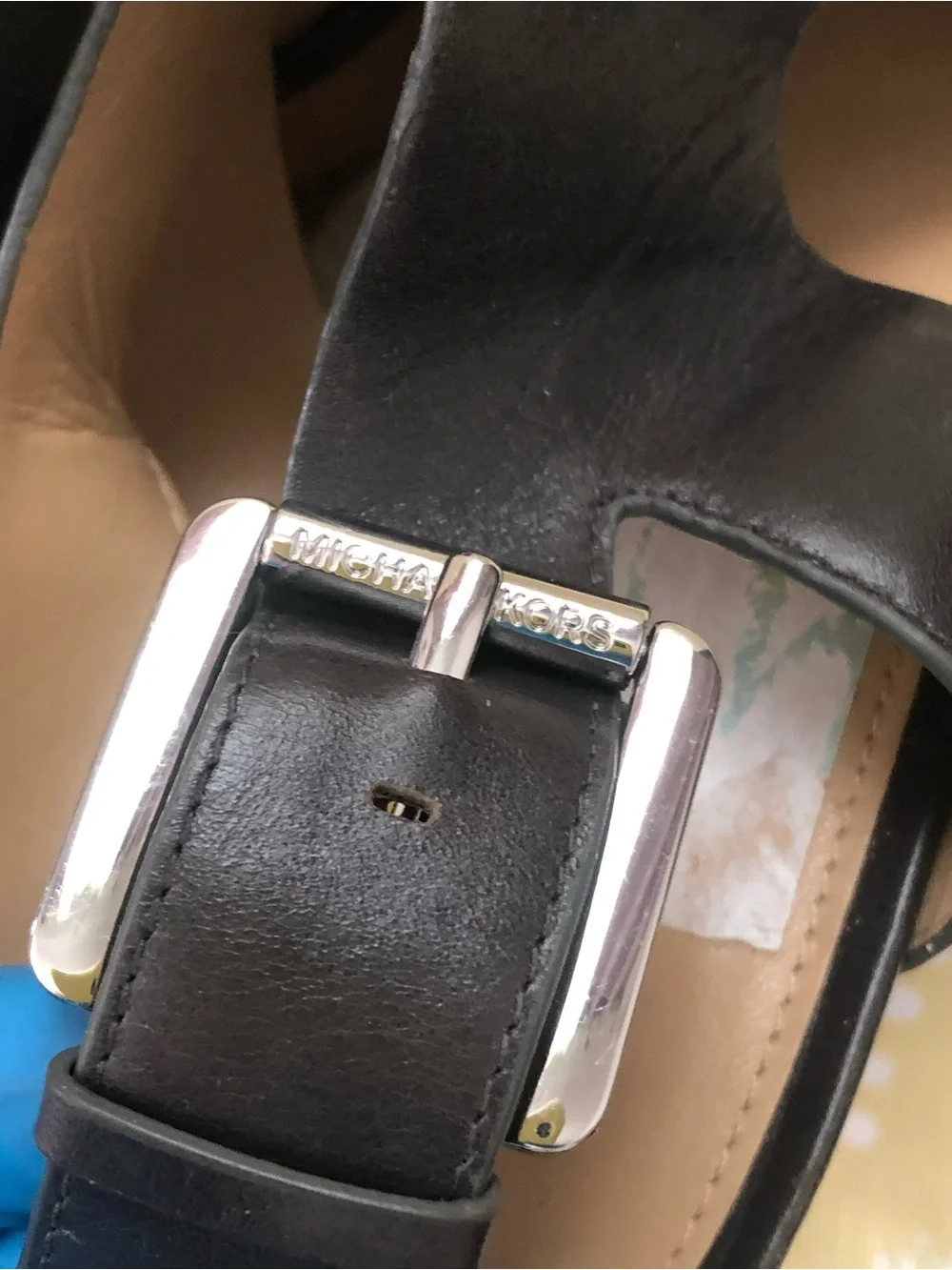 Michael Kors Black Leather Open-Toe Wedge Sandals